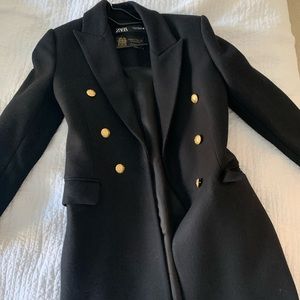 Zara Manteco Double Breasted Wool Blend Coat